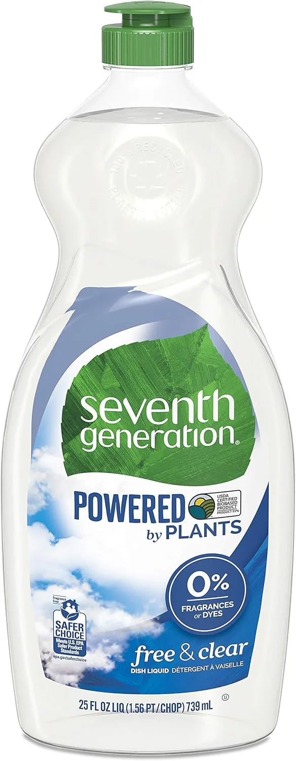 Seventh Generation Dish Liquid Soap, Free & Clear, 25 oz (Packaging May Vary)