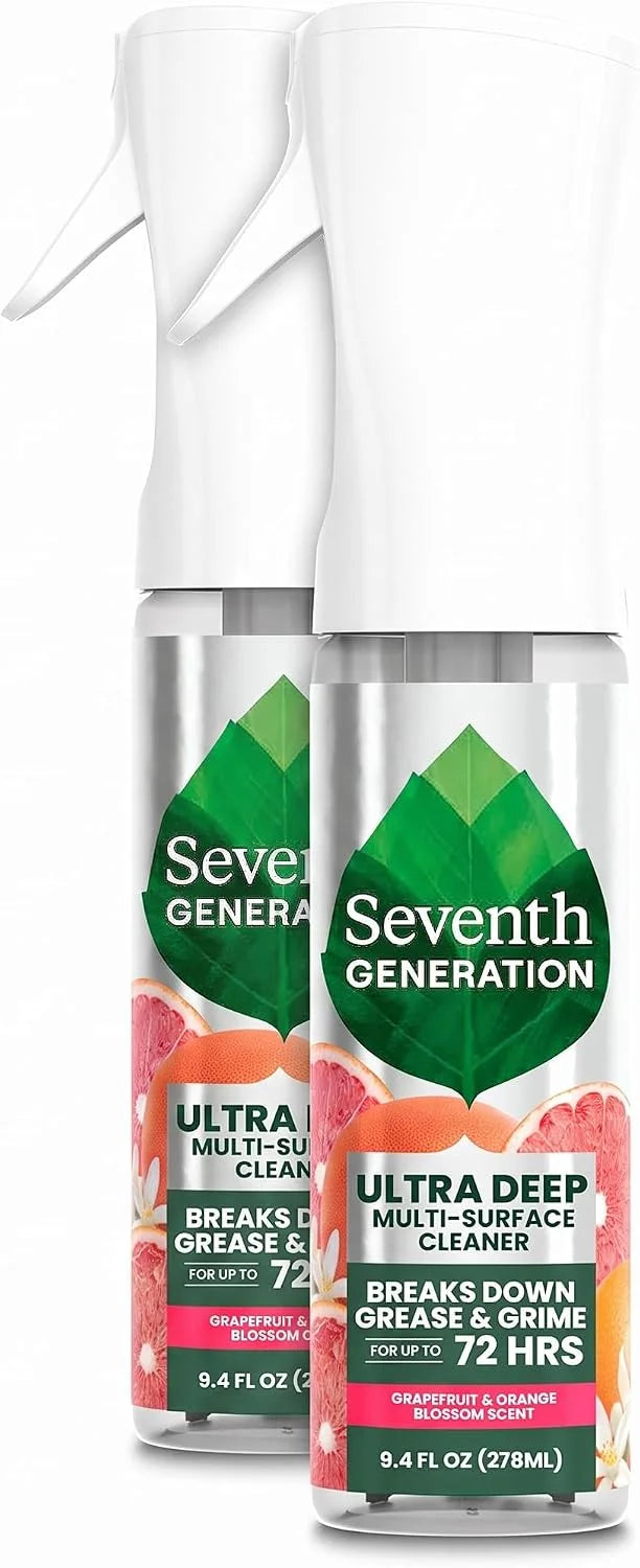 Seventh Generation Ultra Deep Probiotic Multi Surface Cleaner, 9.4 Fl Oz, Grapefruit & Orange, 80% USDA Biobased All Purpose Cleaning Spray, Breaks Down Tough Grease & Grime, Safe for Kids & Pets