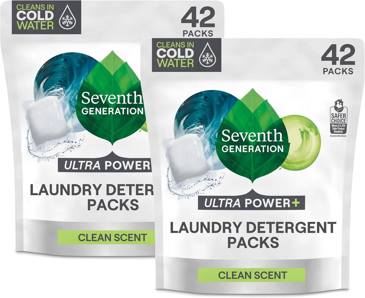 Seventh Generation Power+ Laundry Detergent Packs, Fresh Citrus, 42 Ct