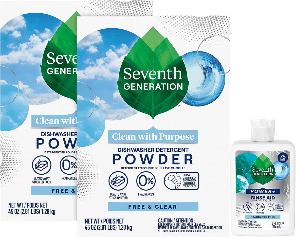 Seventh Generation SEV 22150 Natural Automatic Dishwasher Powder, Free and Clear, 45 oz. Box (Pack of 12)